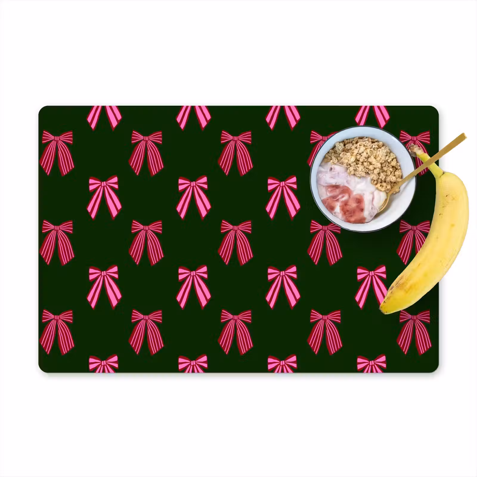 Tischset - 6 Stück - Schleifen – Weihnachten – Rosa – Grün — 1