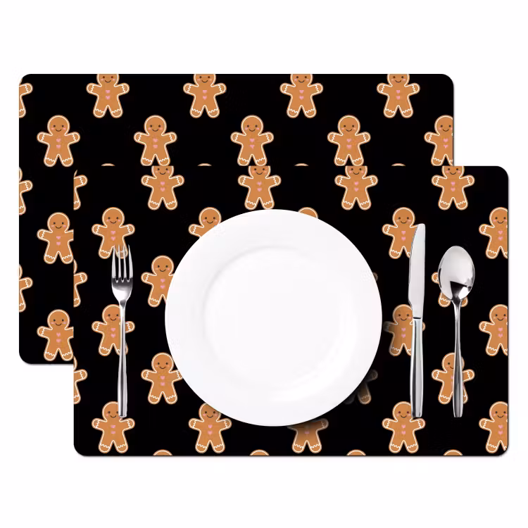 Tischset - 6 Stück - Lebkuchen – Weihnachten – Schwarz — 2