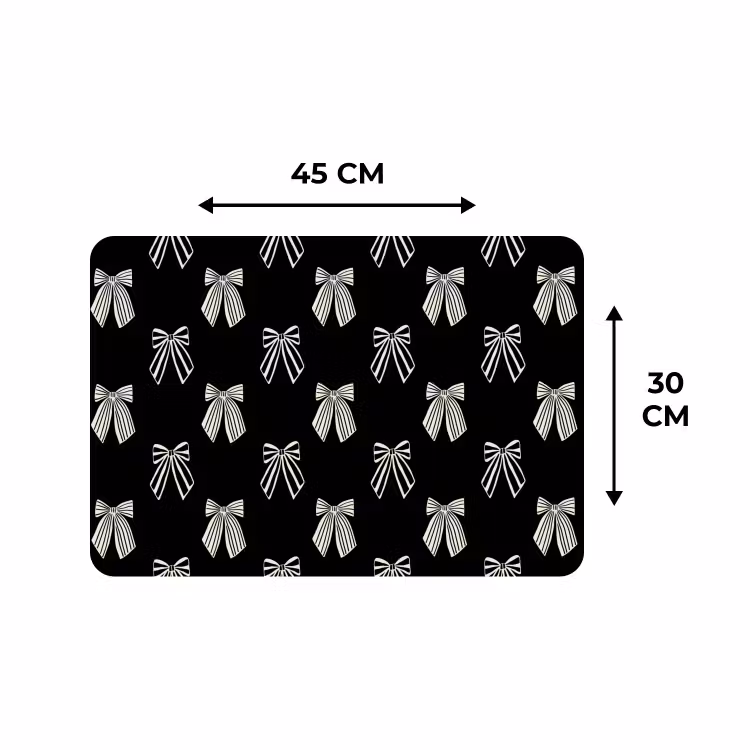 Tischset - 6 Stück - Schleifen – Weihnachten – Creme – Schwarz — 3
