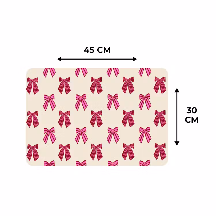 Tischset - 6 Stück - Schleifen – Weihnachten – Rosa – Cremefarben — 3