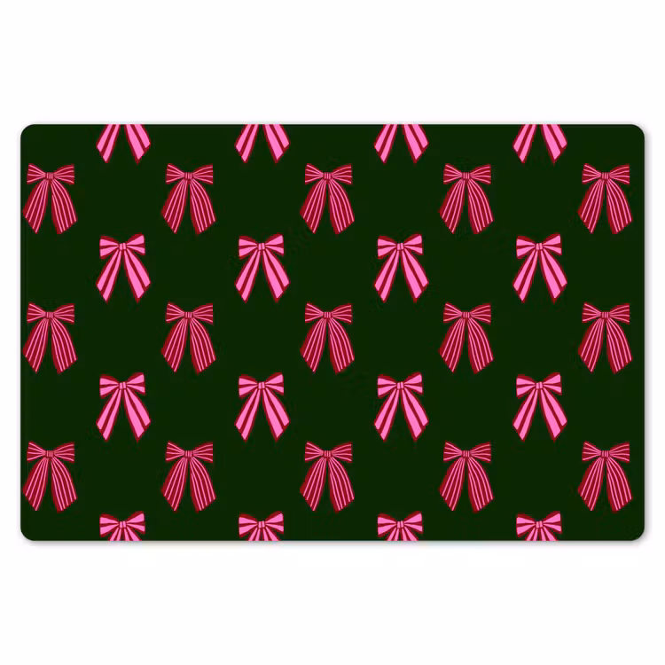 Tischset - 6 Stück - Schleifen – Weihnachten – Rosa – Grün — 6
