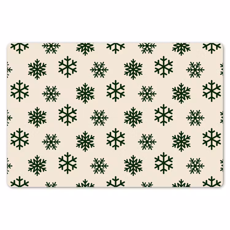 Tischset - 6 Stück - Schneeflocke – Creme – Grün – Weihnachten — 6