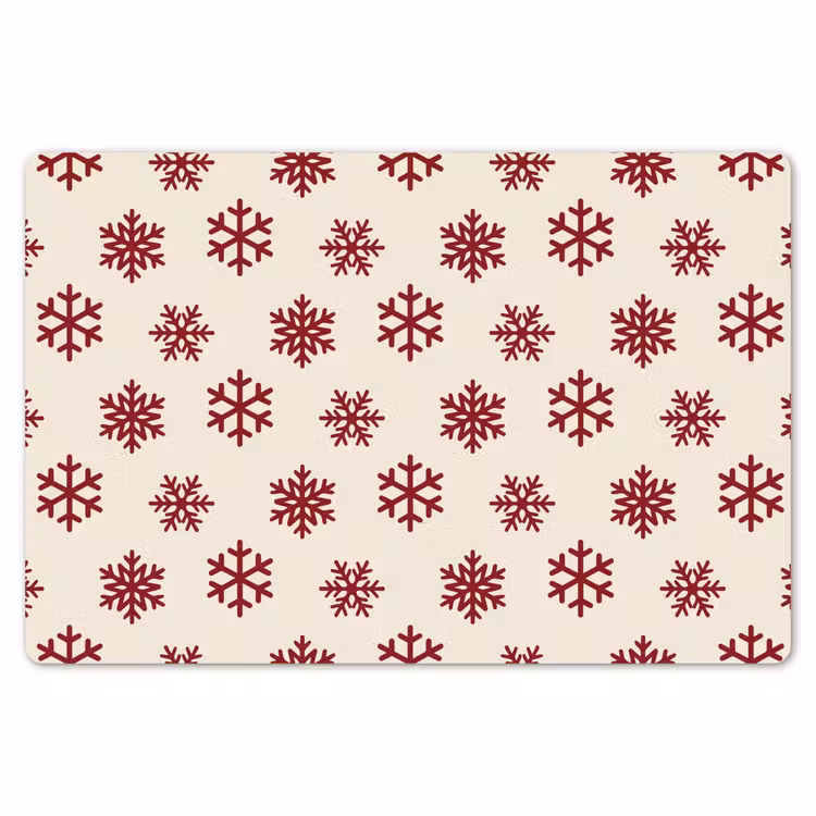 Tischset - 6 Stück - Schneeflocke – Creme – Rot — 6