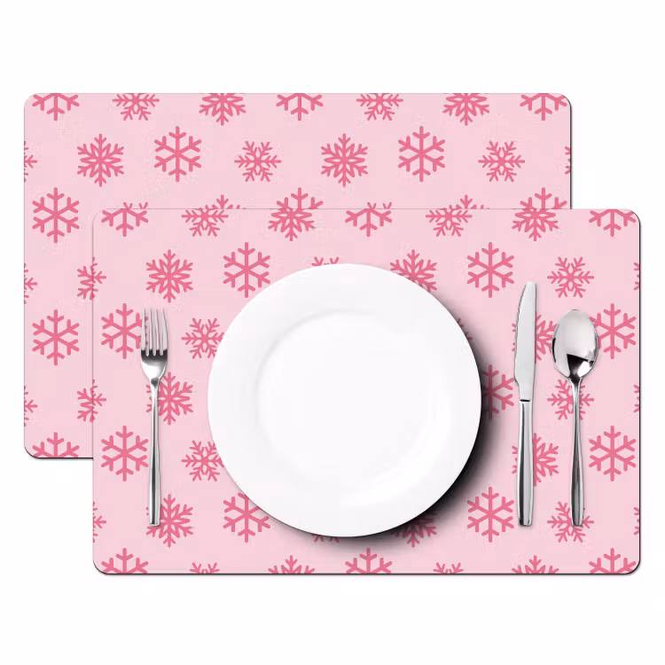 Tischset - 6 Stück - Schneeflocke – Rosa – Weihnachten — 2