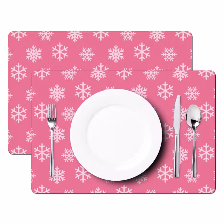 Tischset - 6 Stück - Schneeflocke – Weihnachten – Rosa — 2