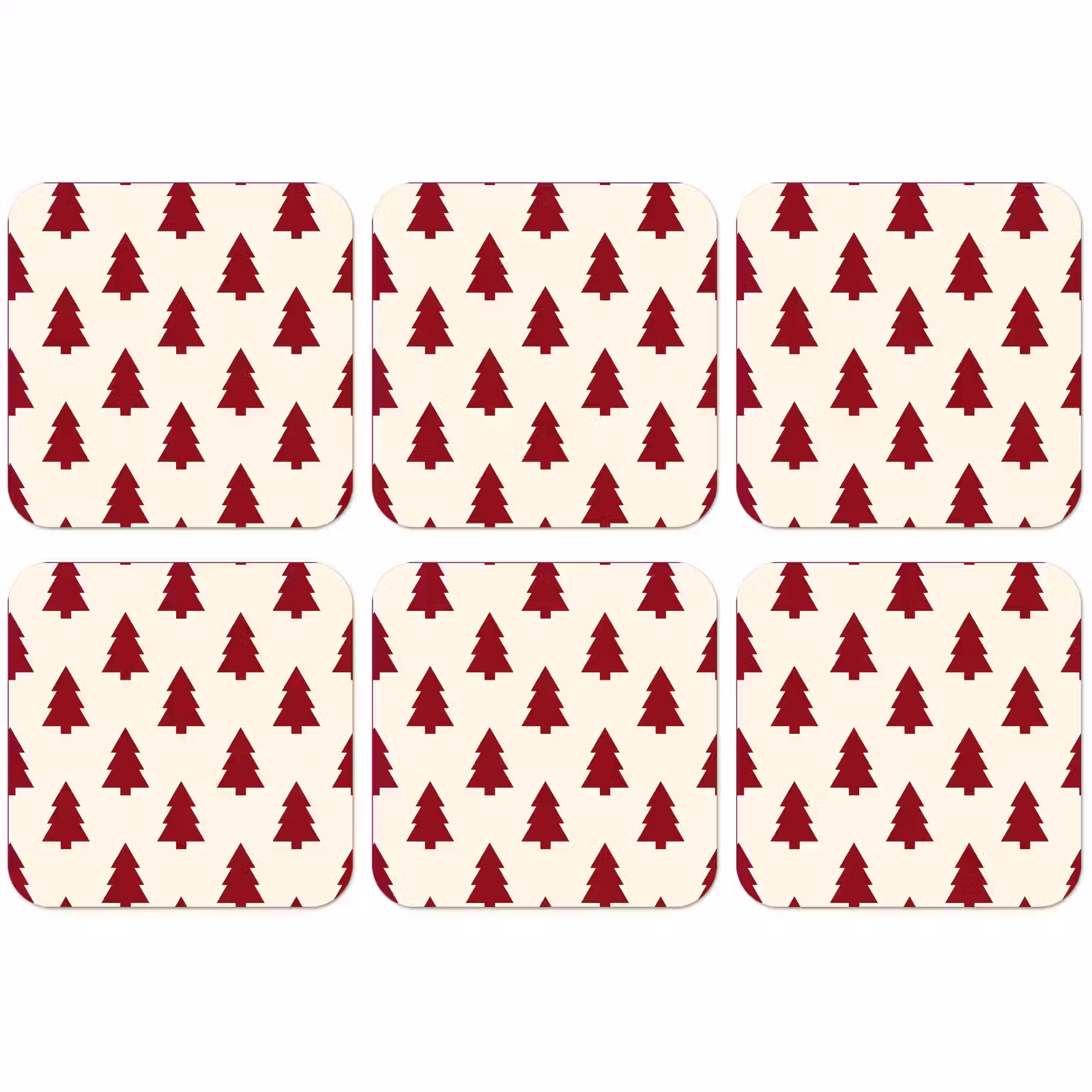 Untersetzer - Weihnachtsbaum – Creme – Rot — 1