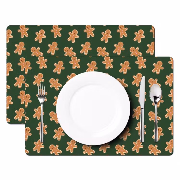 Tischset - 6 Stück - Lebkuchen – Weihnachten – Grün – Braun — 2