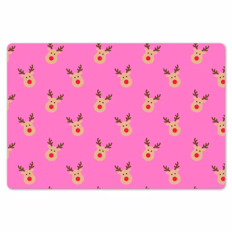 Tischset - 6 Stück - Rentiere – Weihnachten – Neon – Rosa — 6