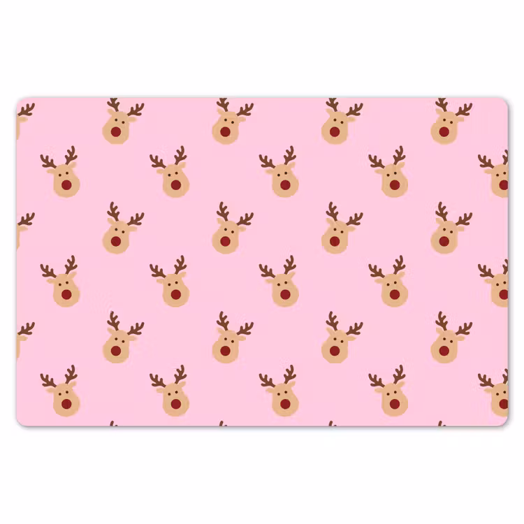 Tischset - 6 Stück - Rentiere – Weihnachten – Rosa — 6