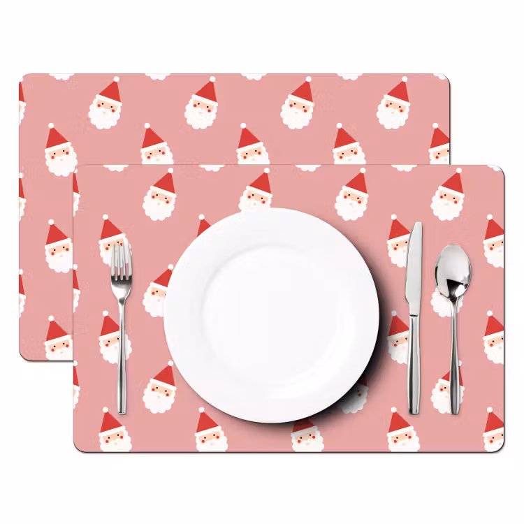 Tischset - 6 Stück - Weihnachten – Weihnachtsmann – Rosa — 2