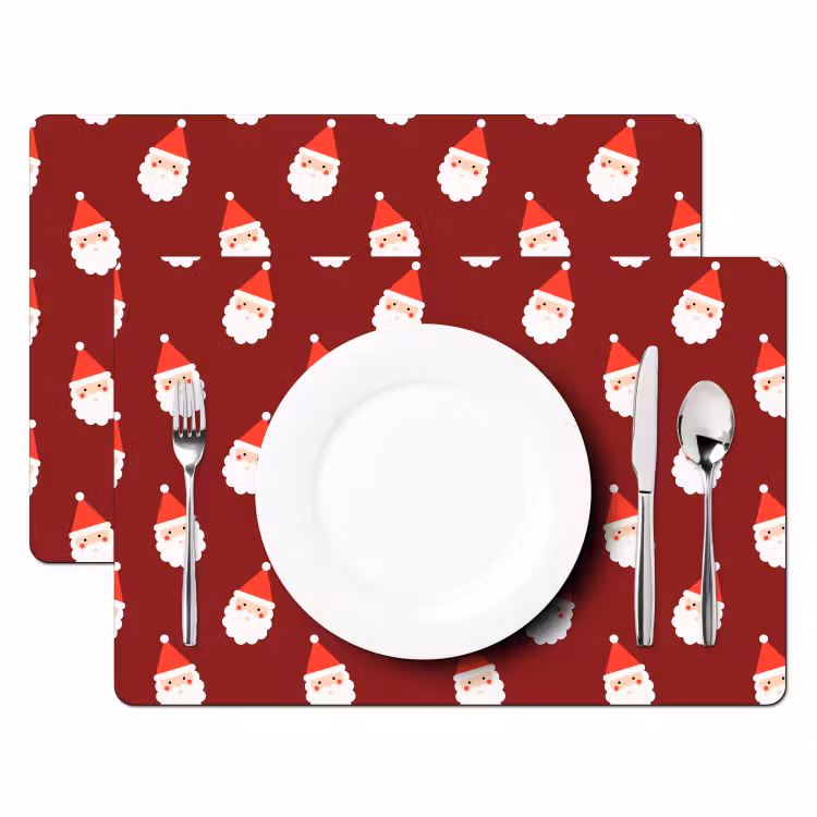 Tischset - 6 Stück - Weihnachten – Weihnachtsmann – Rot — 2