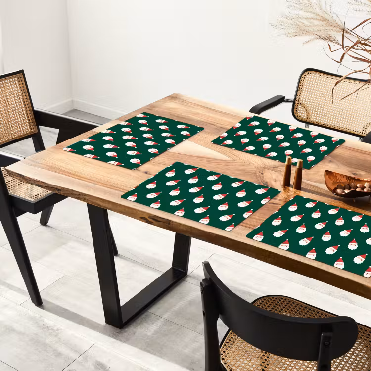 Tischset - 6 Stück - Weihnachtsmann – Weihnachten – Grün — 4