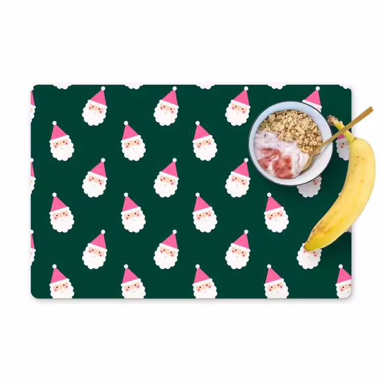 Tischset - 6 Stück - Weihnachtsmann – Weihnachten – Grün – Rosa — 1