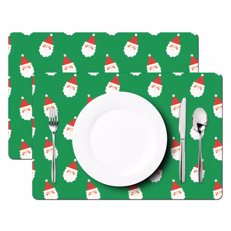 Tischset - 6 Stück - Weihnachtsmann – Weihnachten – Neon – Grün — 2