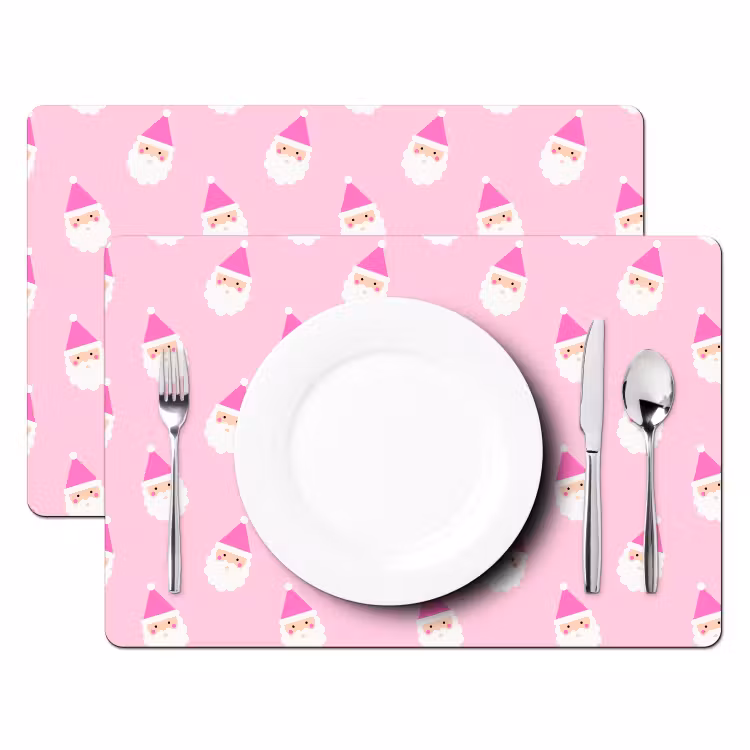 Tischset - 6 Stück - Weihnachtsmann – Weihnachten – Rosa – Pastell — 2