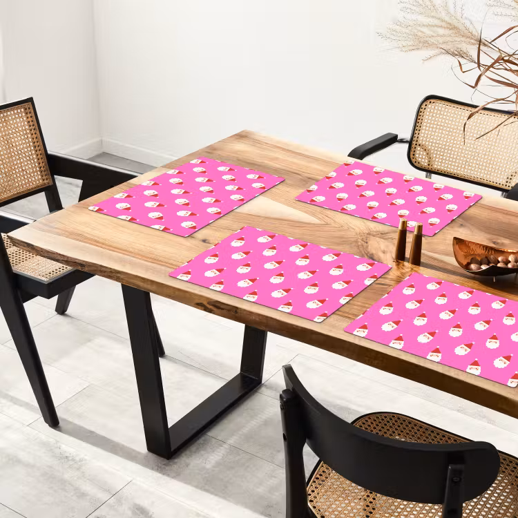 Tischset - 6 Stück - Weihnachtsmann – Weihnachten – Rosa – Rot — 4