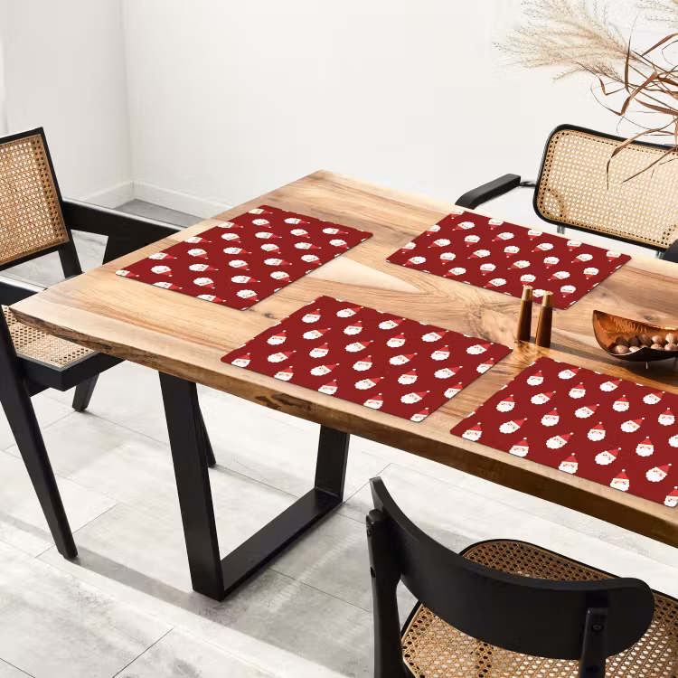 Tischset - 6 Stück - Weihnachtsmann – Weihnachten – Rot — 4