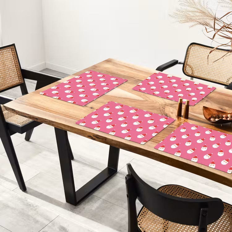 Tischset - 6 Stück - Weihnachtsmann – Weihnachten – Rot – Rosa — 4
