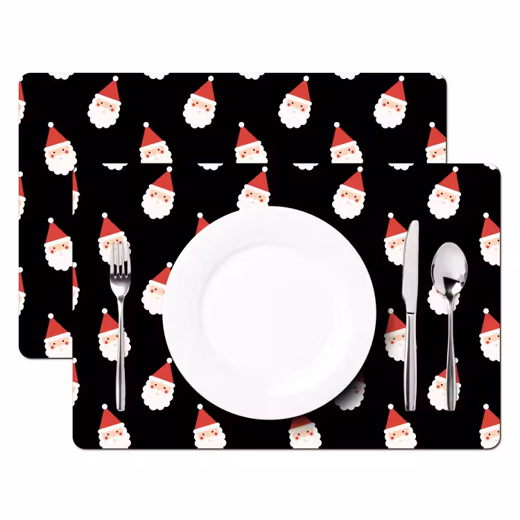 Tischset - 6 Stück - Weihnachtsmann – Weihnachten – Schwarz — 2