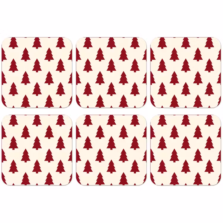 Untersetzer - Weihnachtsbaum – Creme – Rot — 1