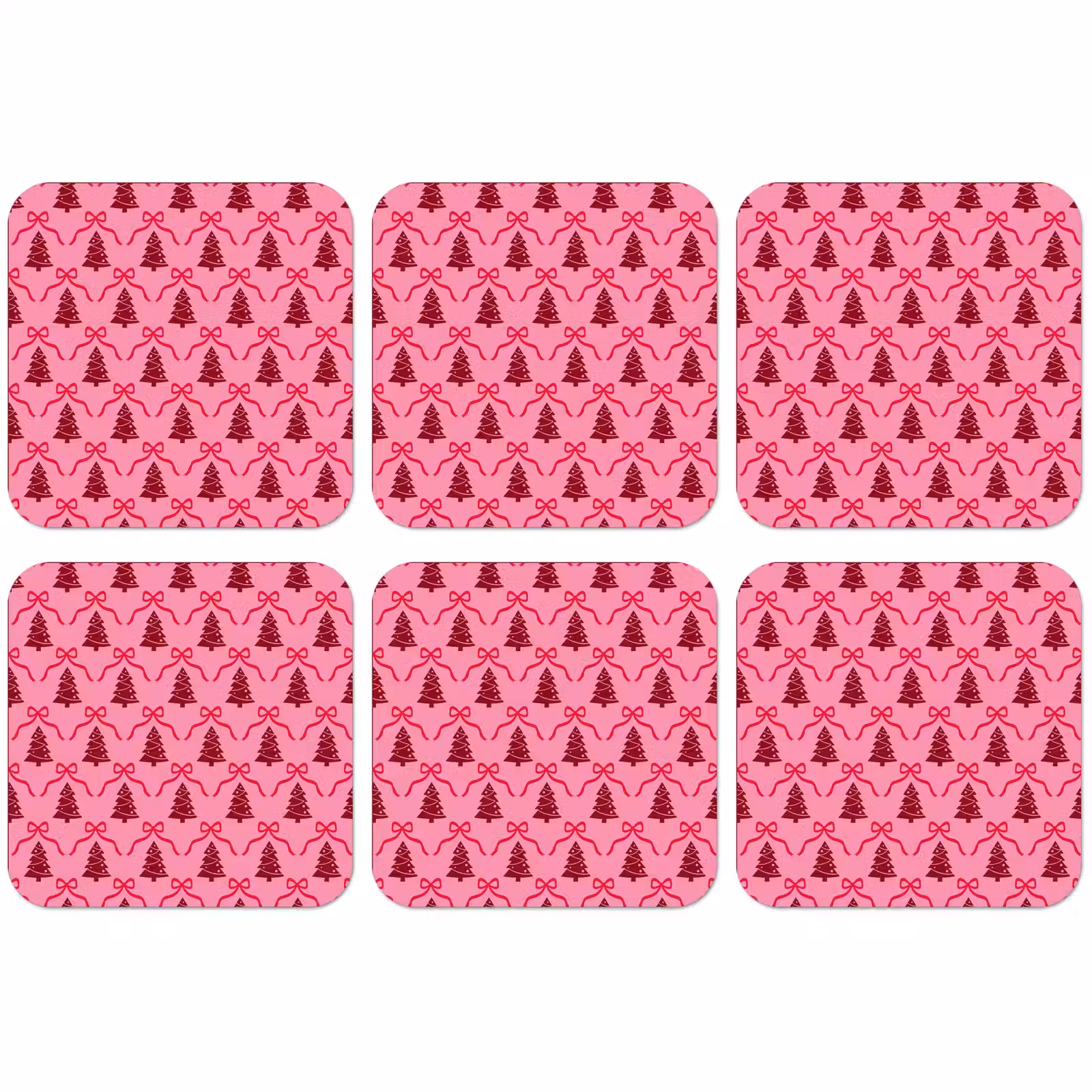 Untersetzer - Weihnachten – Rot – Rosa – Schleife — 1