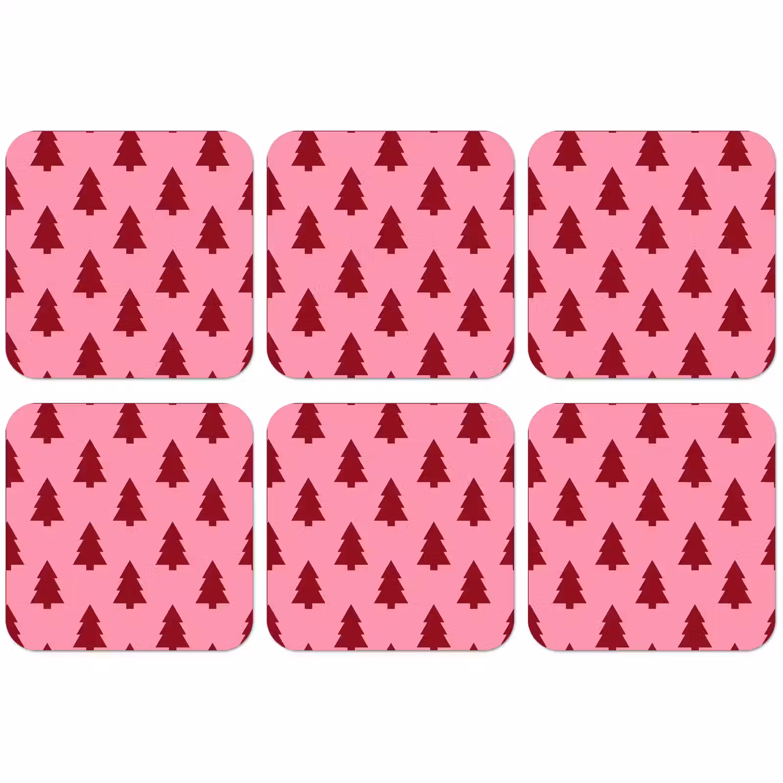 Untersetzer - Weihnachtsbaum – Rot – Rosa — 1