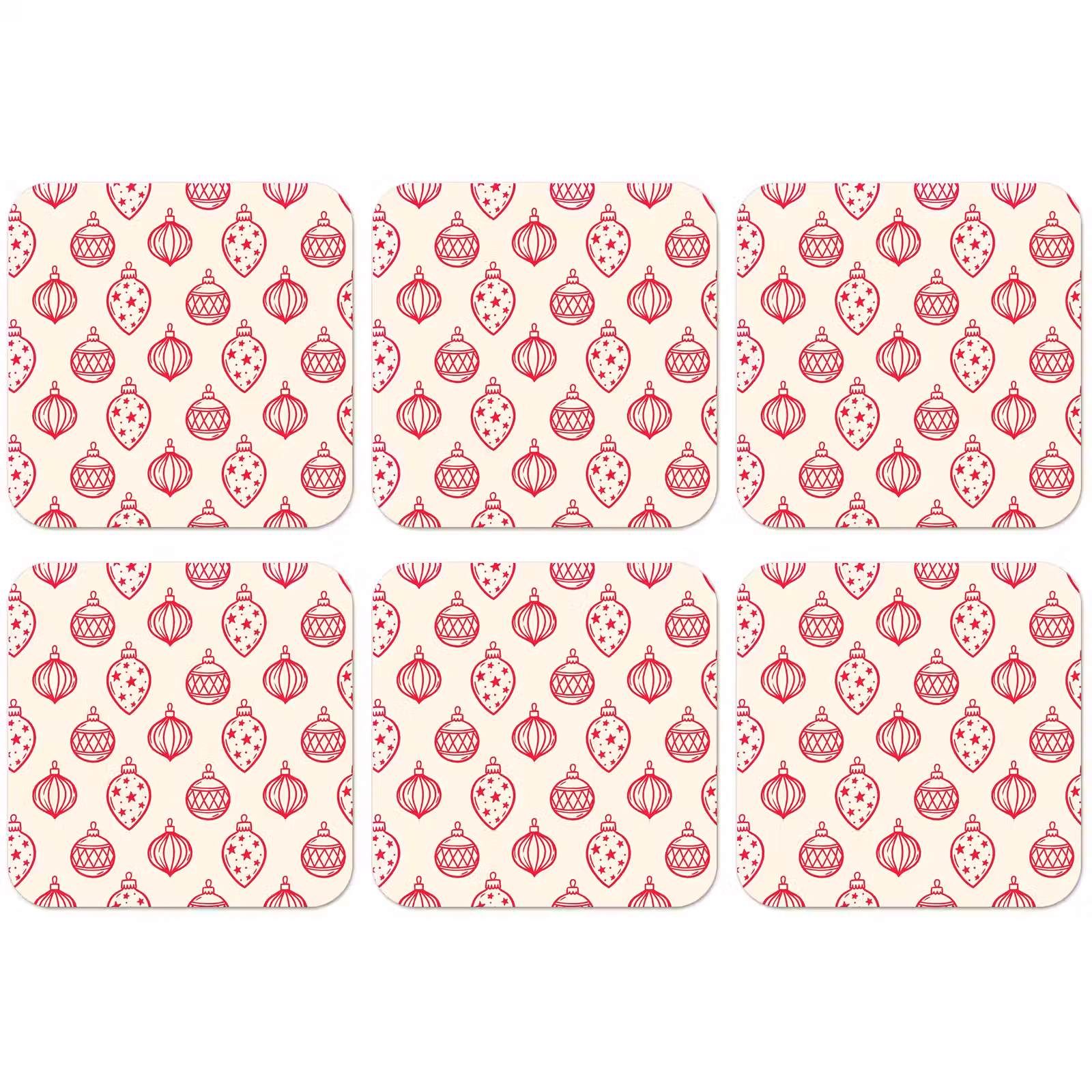 Untersetzer - Weihnachtskugel – Creme – Rot — 1