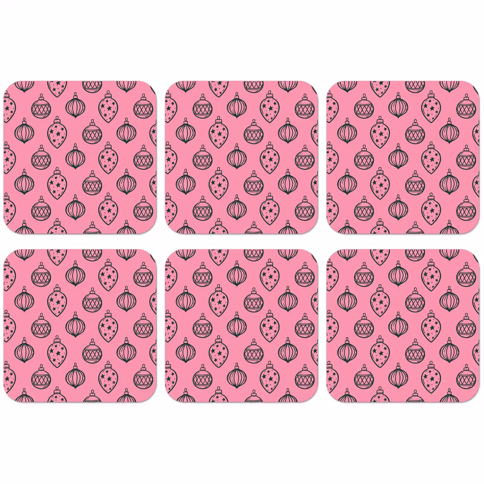 Untersetzer - Weihnachtskugel – Grün – Rosa — 1