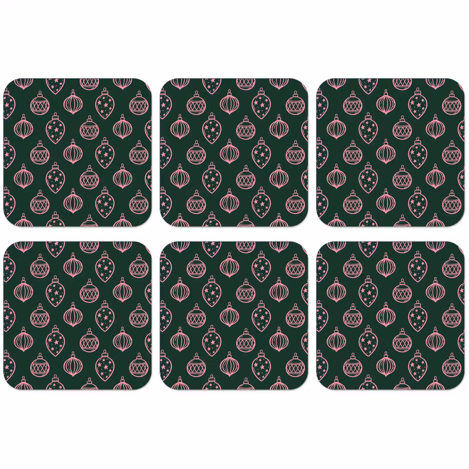 Untersetzer - Weihnachtskugel – Rosa – Grün — 1