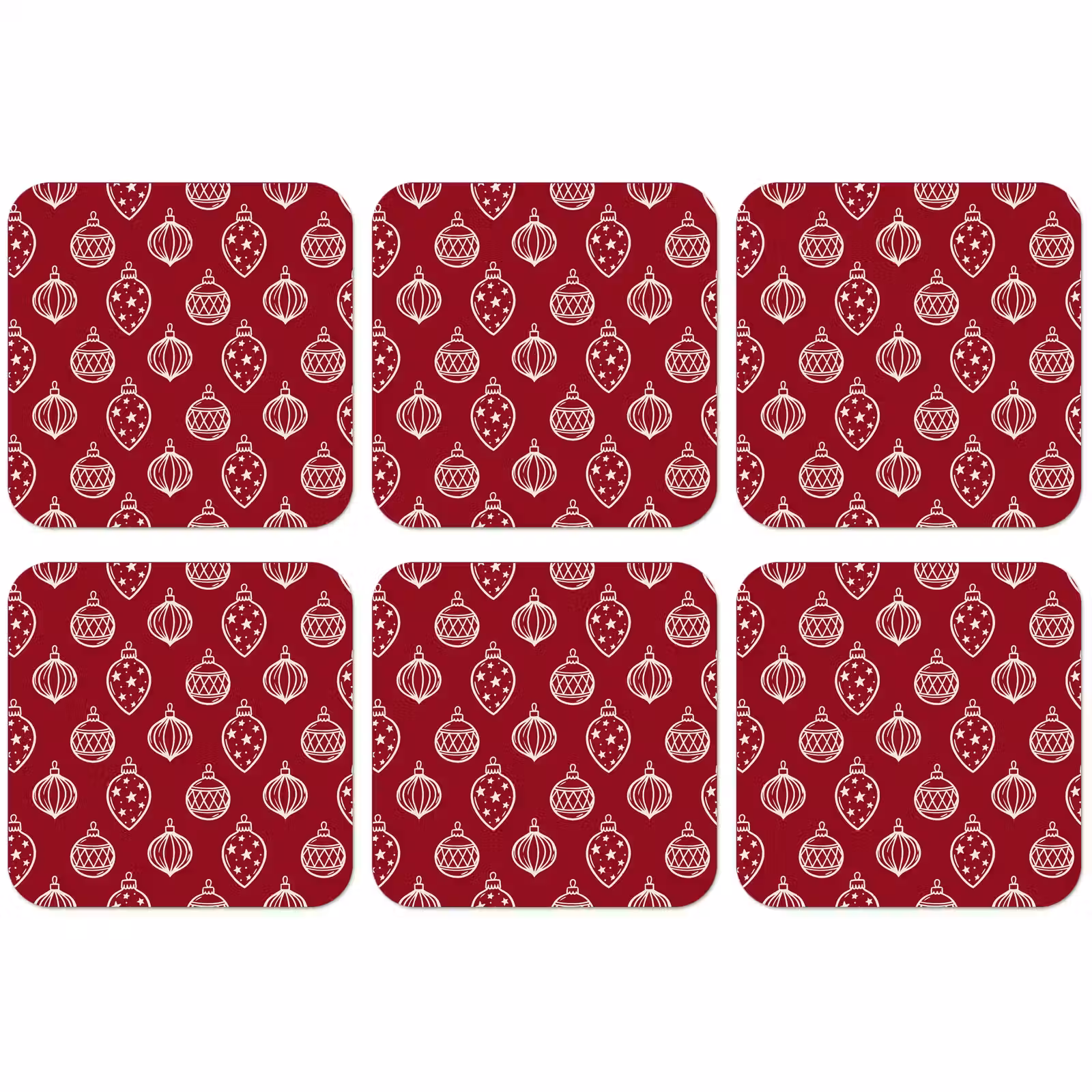 Untersetzer - Weihnachtskugel – Rot – Cremefarben — 1