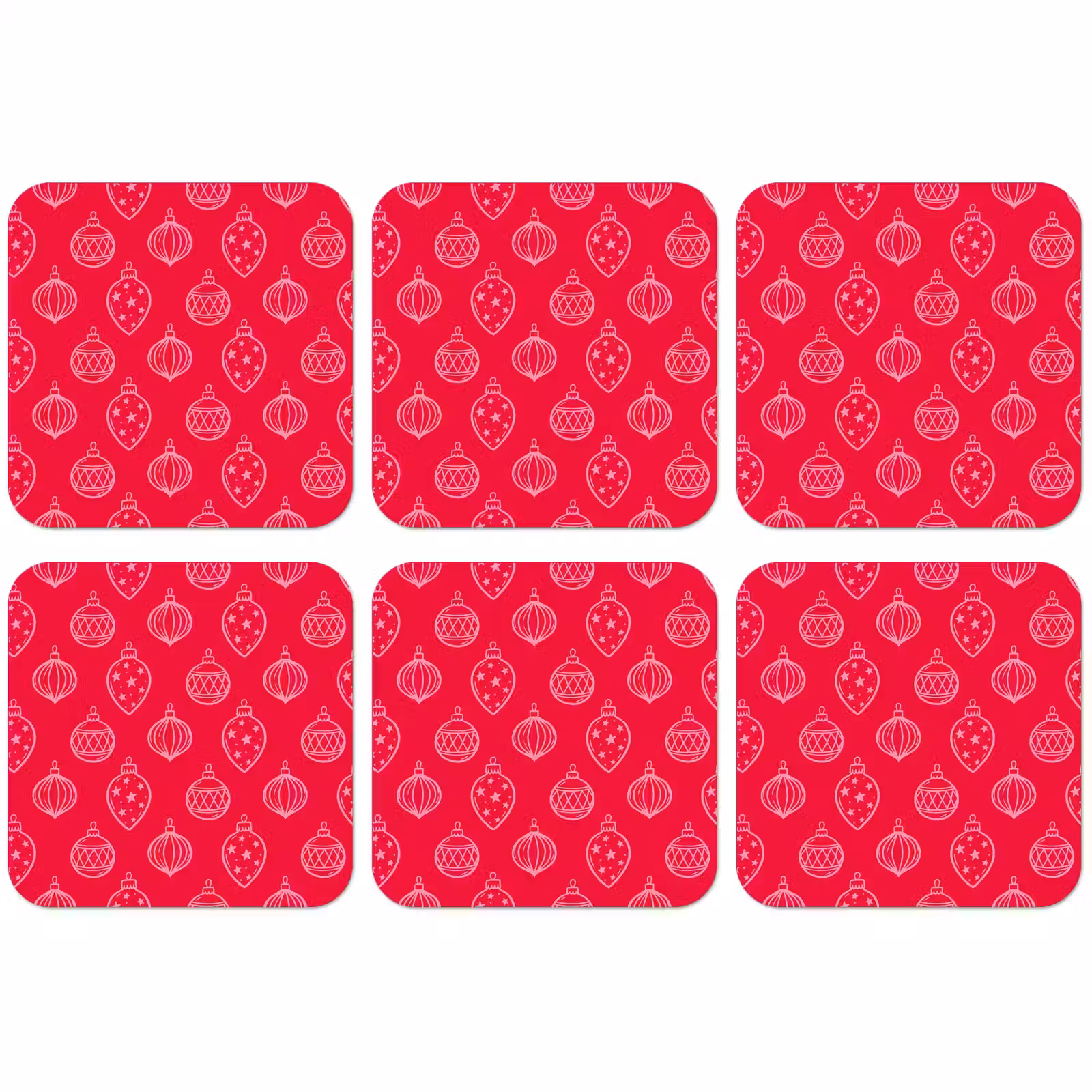 Untersetzer - Weihnachtskugel – Rot – Rosa — 1