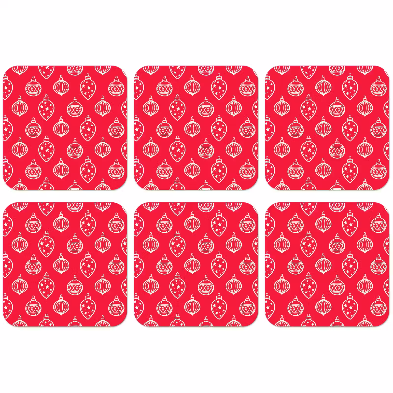 Untersetzer - Weihnachtskugel – Rot – Weiß — 1