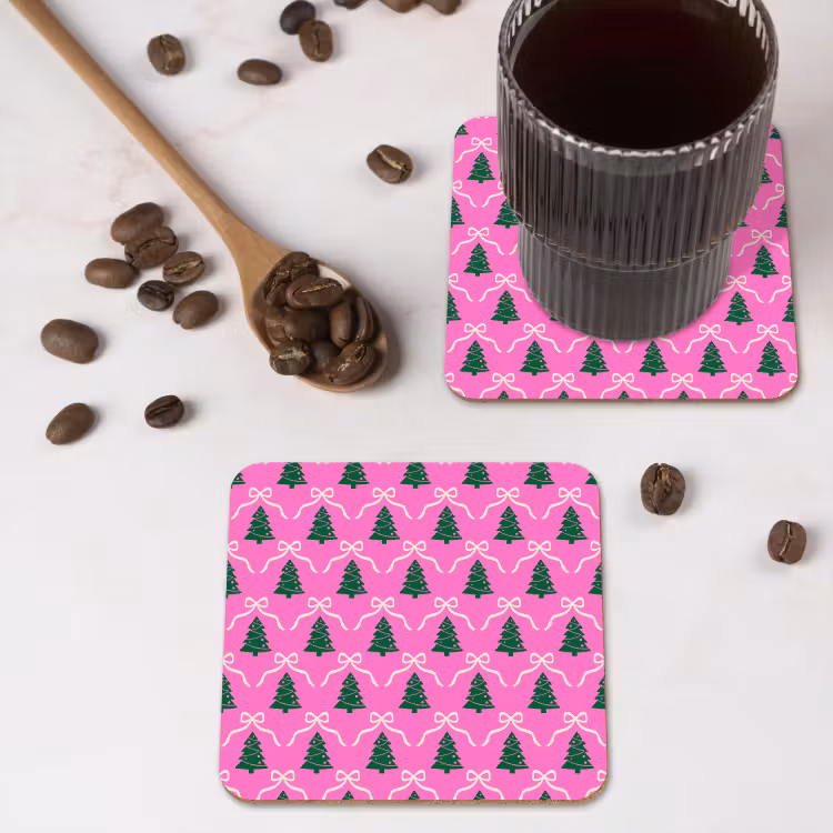 Untersetzer - Weihnachten – Rosa – Weiß – Schleife — 4