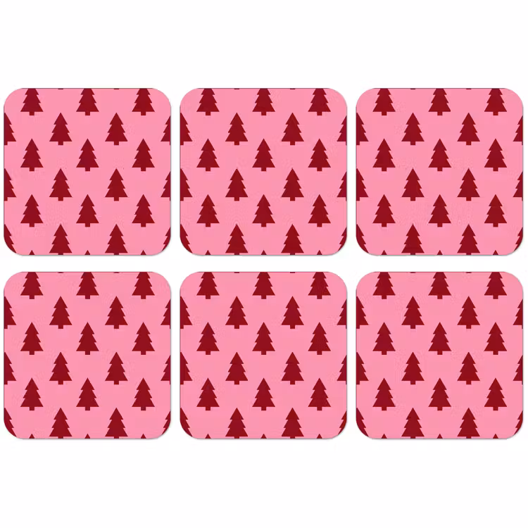 Untersetzer - Weihnachtsbaum – Rot – Rosa — 1