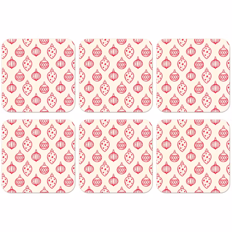 Untersetzer - Weihnachtskugel – Creme – Rot — 1