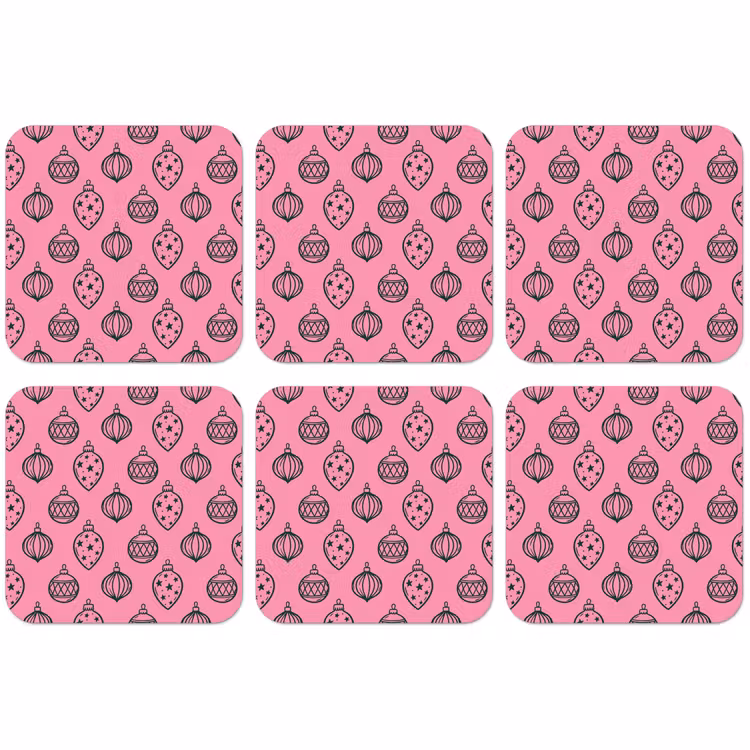 Untersetzer - Weihnachtskugel – Grün – Rosa — 1