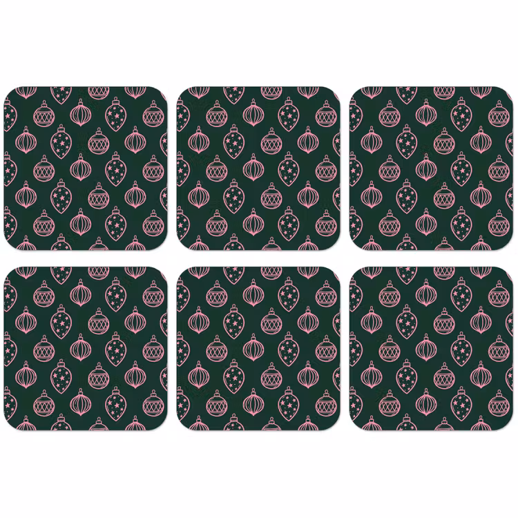 Untersetzer - Weihnachtskugel – Rosa – Grün — 1