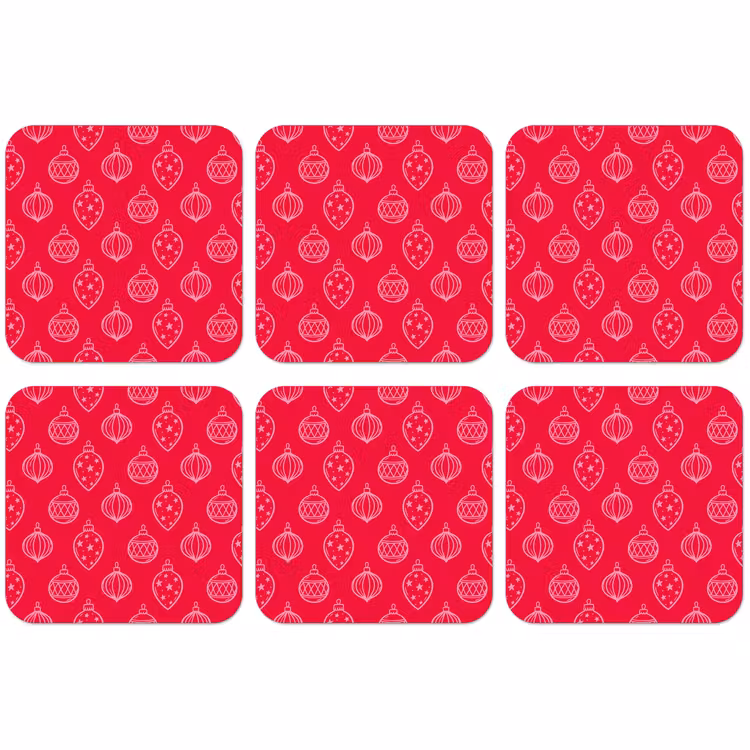 Untersetzer - Weihnachtskugel – Rot – Rosa — 1