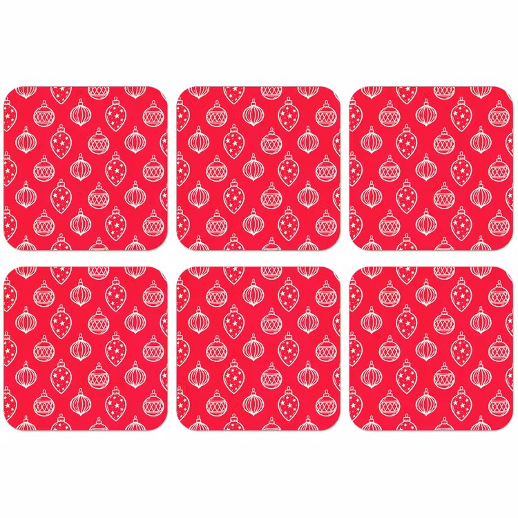 Untersetzer - Weihnachtskugel – Rot – Weiß — 1