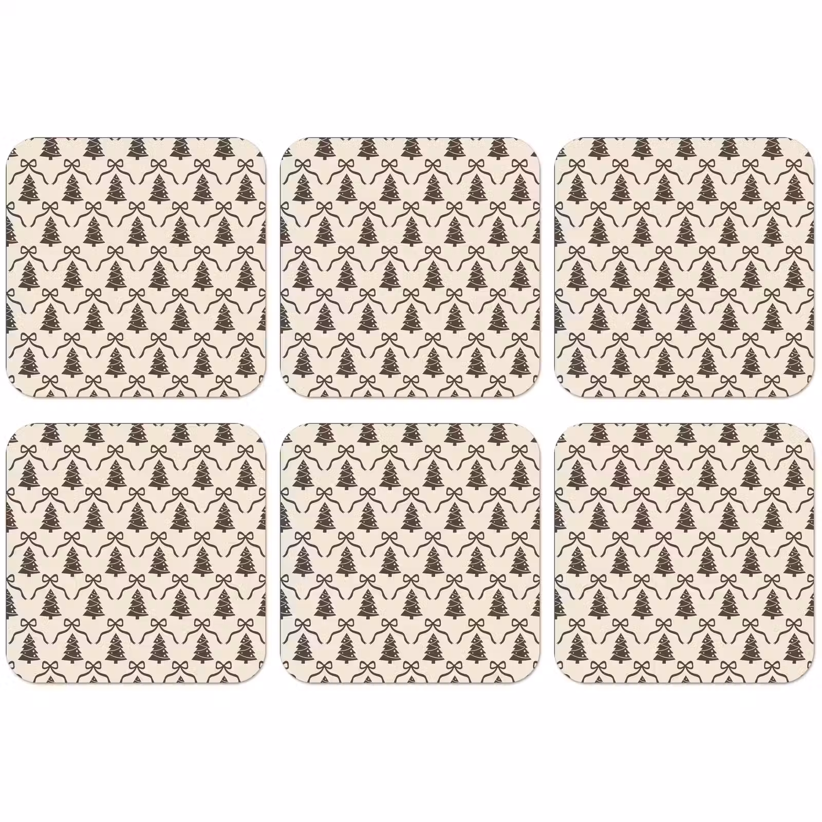 Untersetzer - Weihnachten – Taupe – Creme – Schleife — 1