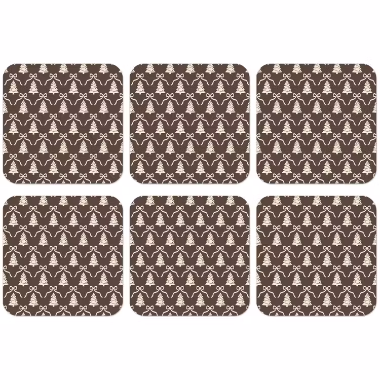 Untersetzer - Schleife – Taupe – Weiß – Weihnachten — 1