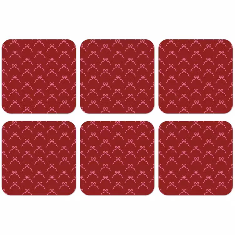 Untersetzer - Schleife – Weihnachten – Rot – Rosa — 1