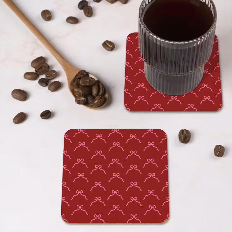 Untersetzer - Schleife – Weihnachten – Rot – Rosa — 4
