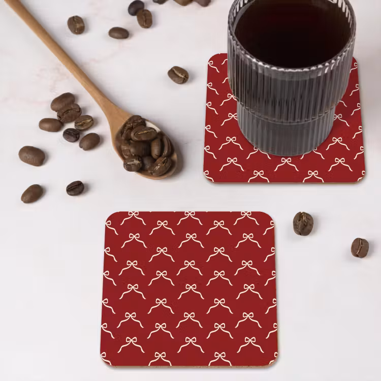 Untersetzer - Schleife – Weihnachten – Rot – Weiß — 4