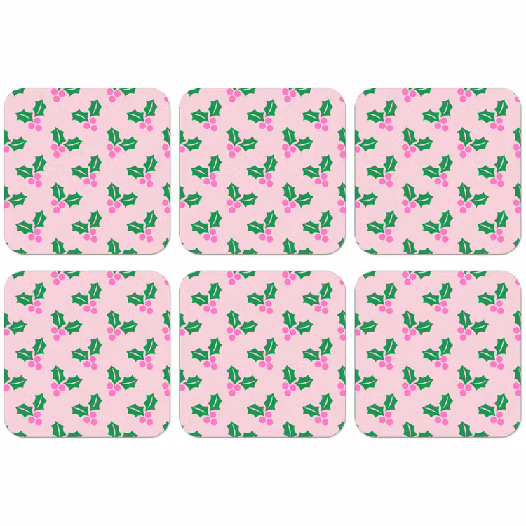 Untersetzer​ - Weihnachten – Stechpalme – Rosa — 1