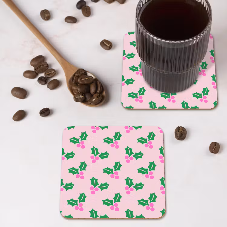 Untersetzer​ - Weihnachten – Stechpalme – Rosa — 4