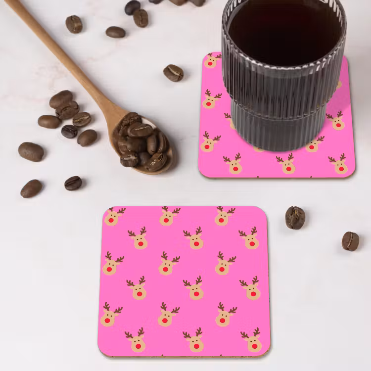 Untersetzer - Rentiere – Weihnachten – Neon – Rosa — 4