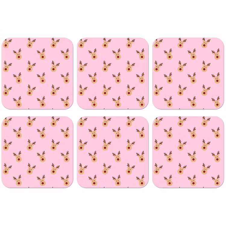 Untersetzer - Rentiere – Weihnachten – Rosa — 1