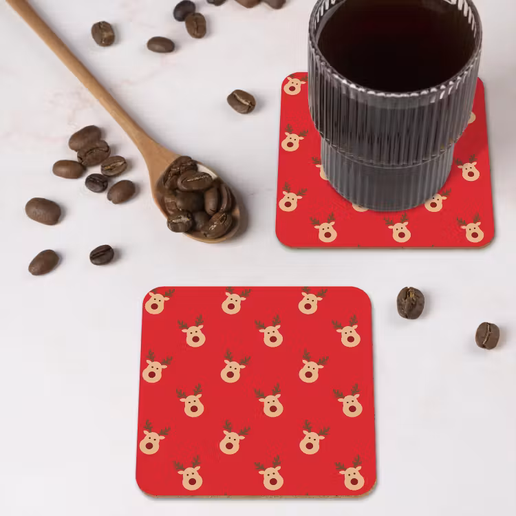 Untersetzer - Rentiere – Weihnachten – Rot — 4