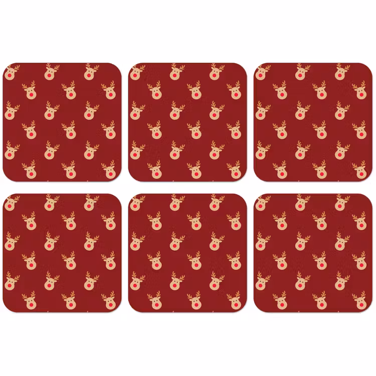 Untersetzer - Rentiere – Weihnachten – Rot – Braun — 1